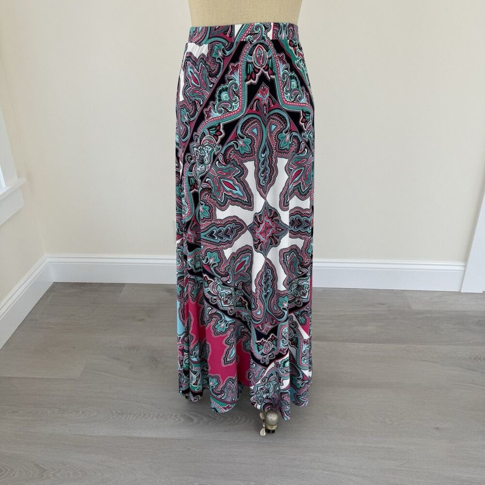 Chico Woman’s Mod Paisley Maxi Skirt Boho Cruise Wear Resort Vacation Size M